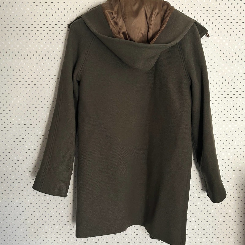 J. Crew Hooded Stadium Cloth Nello Gori Wool Coat 10 Olive Green J.Crew Peacoat - Picture 3 of 5